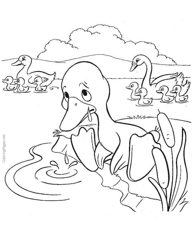 The ugly duckling coloring pages for kids