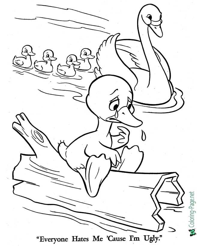 The ugly duckling coloring pages