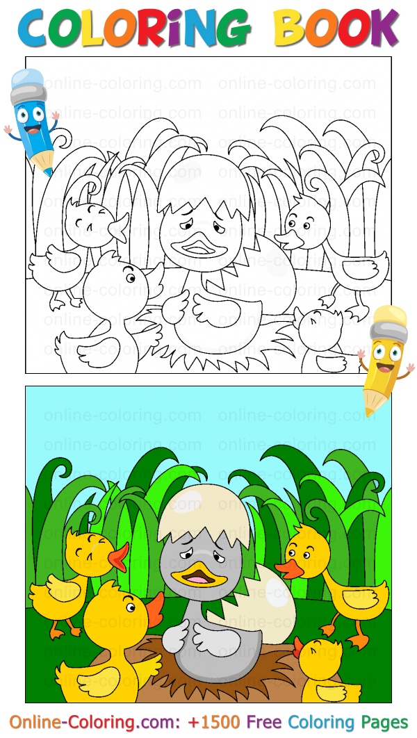 The ugly duckling free online coloring page