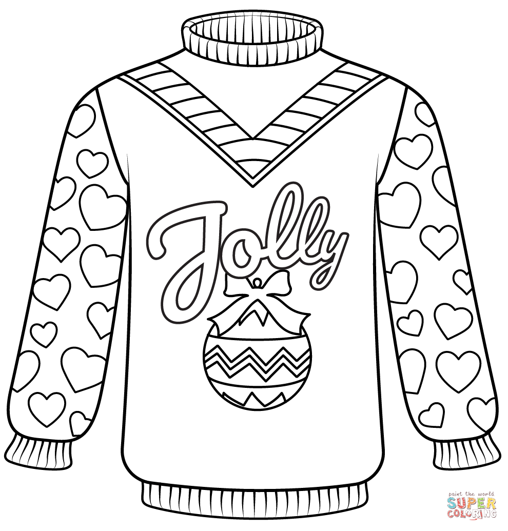 Christmas sweater coloring page free printable coloring pages