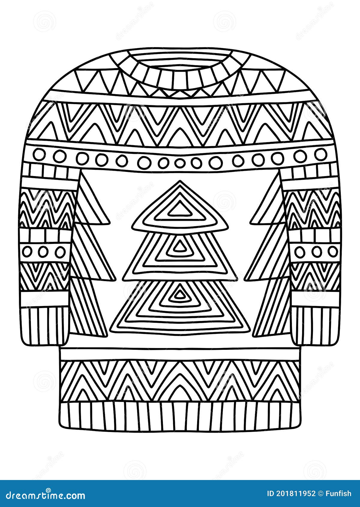 Ugly christmas sweater coloring page stock vector illustration stock vector