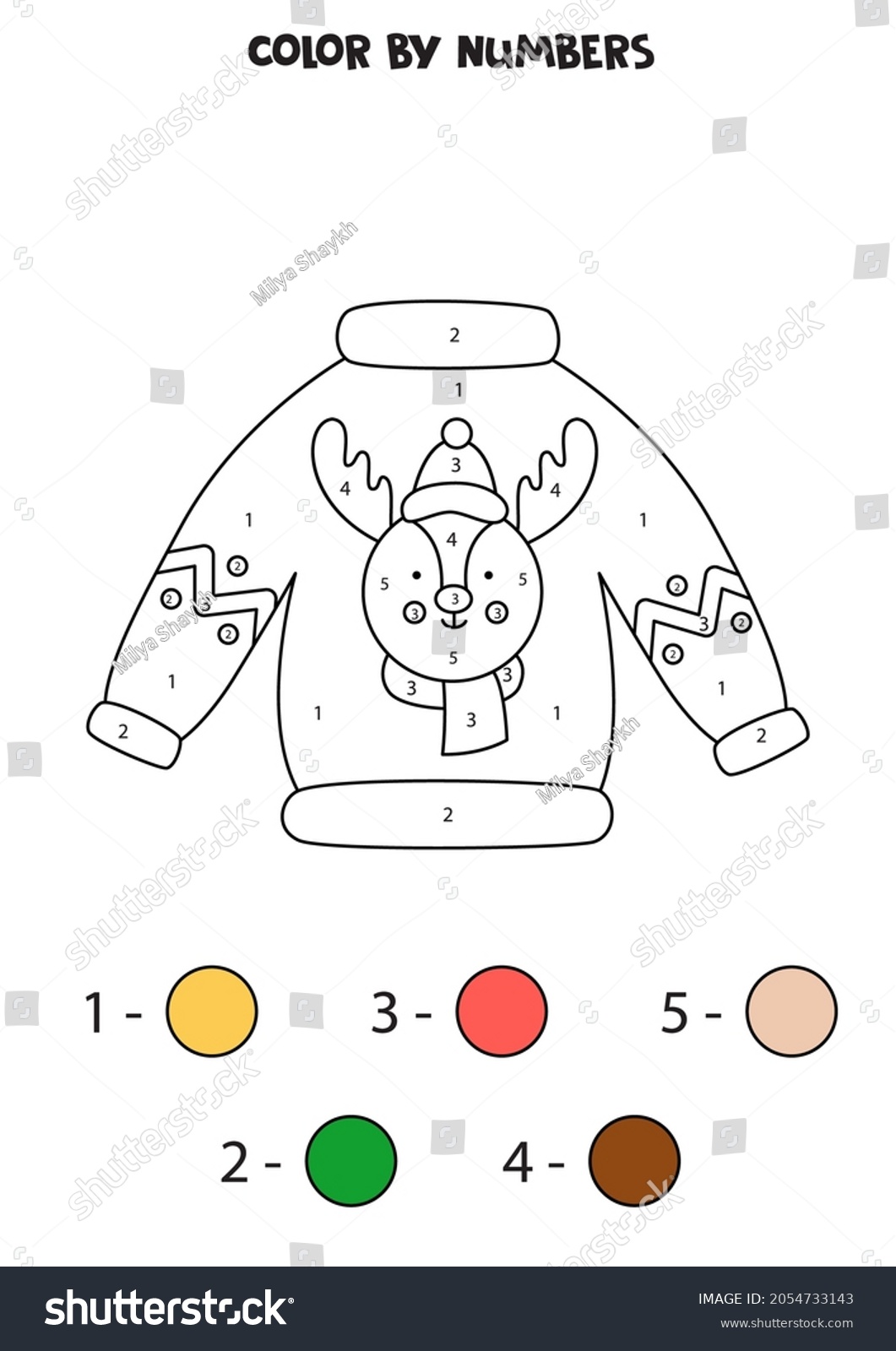 Coloring page christmas ugly sweater color stock vector royalty free