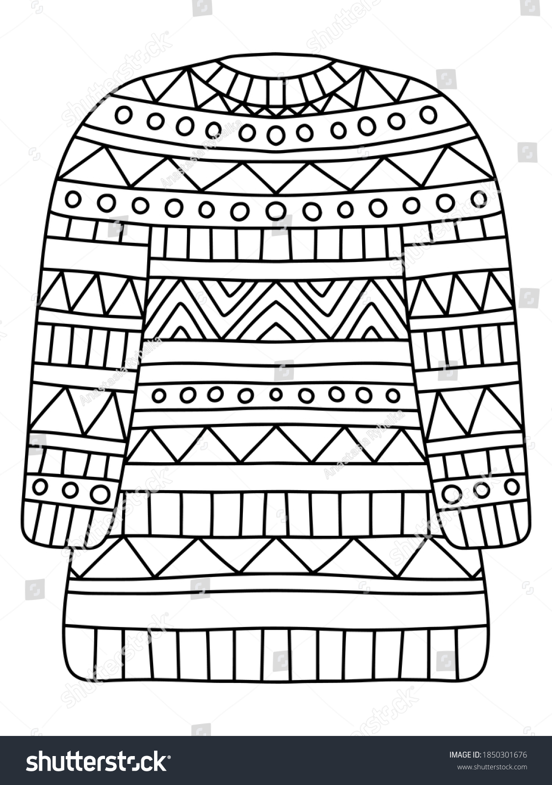 Ornamental old winter sweater coloring page stock vector royalty free