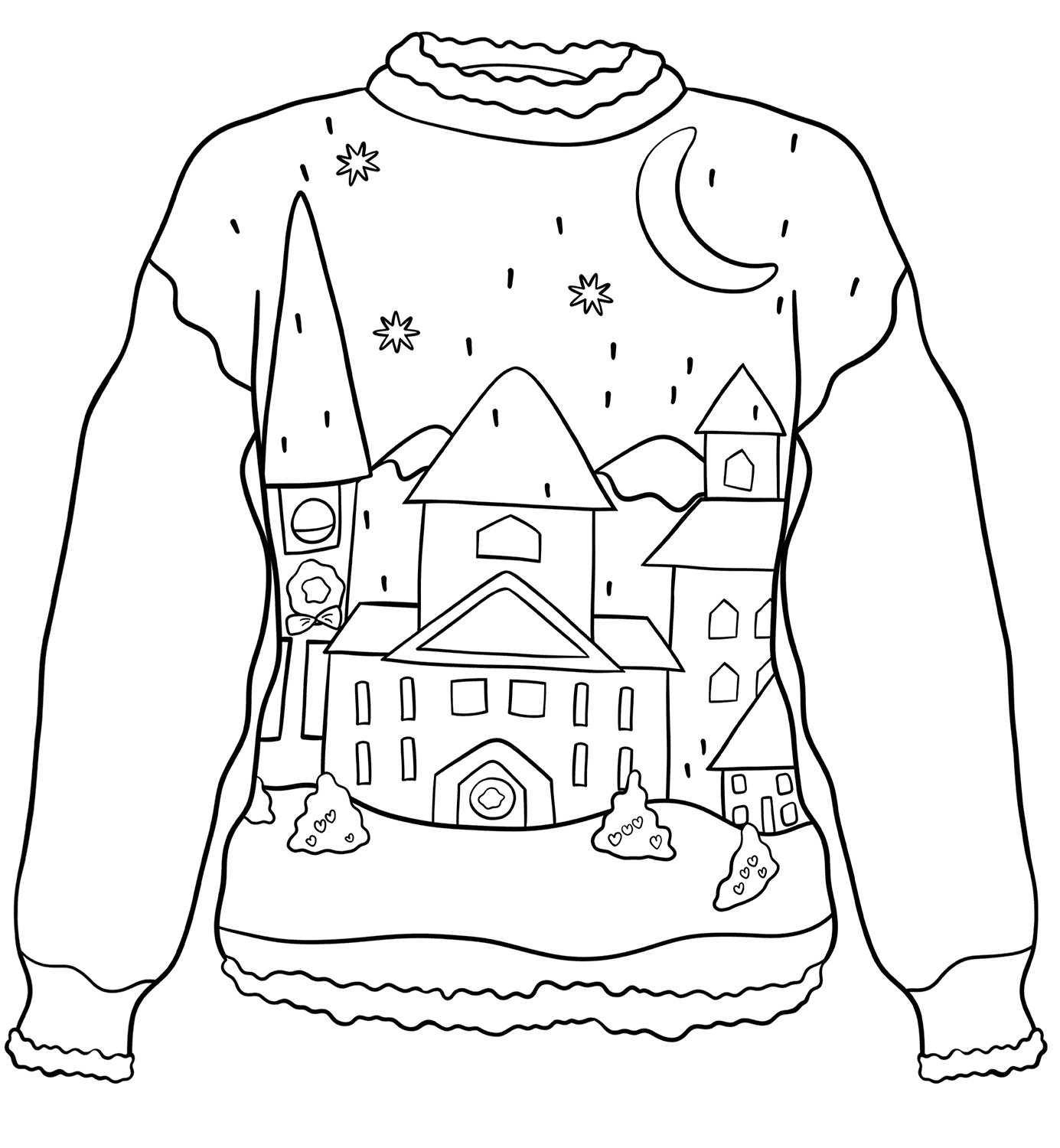 Christmas sweater coloring pages printable for free download