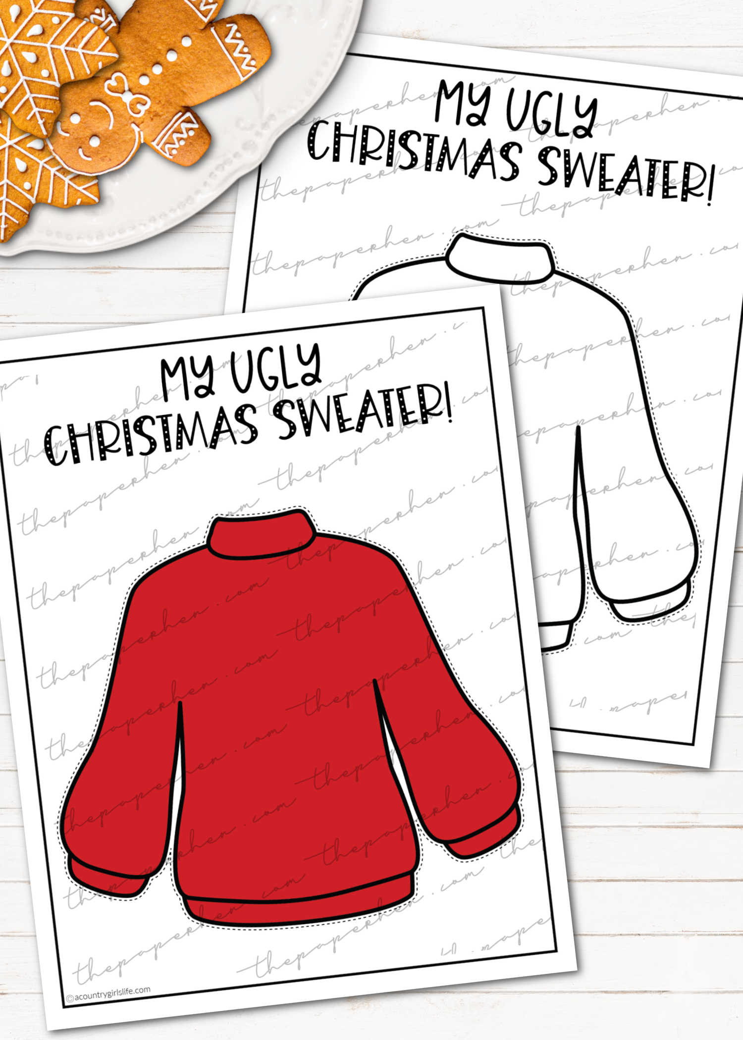 Ugly sweater coloring page free printable