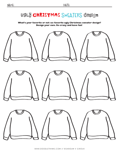 Ugly christmas sweater creative activity pack teaching resources