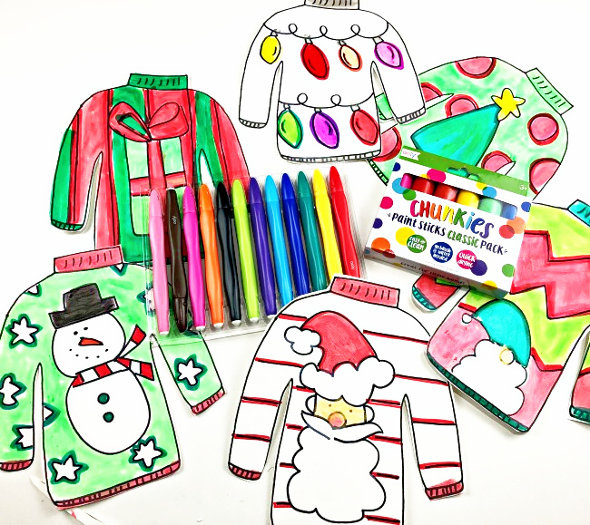 Printable ugly sweater coloring page