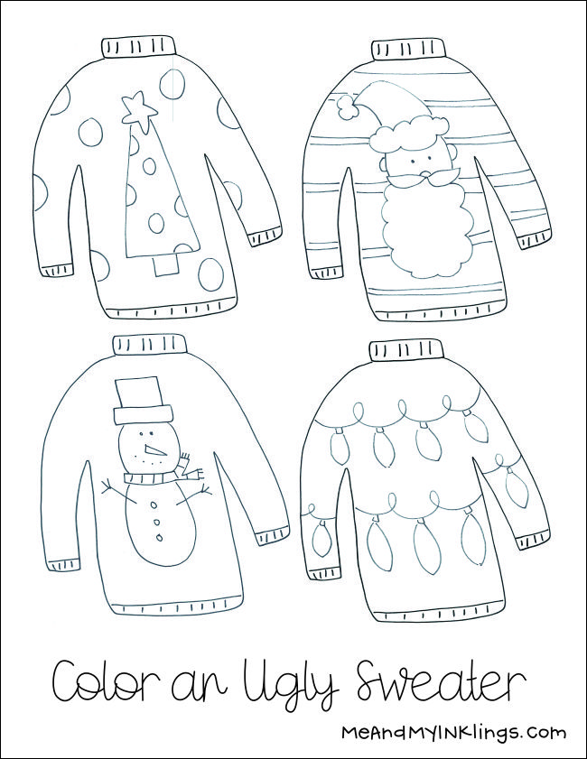 Printable ugly sweater coloring page