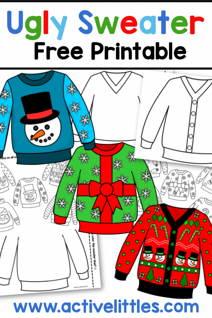 Ugly sweater free printable for toddlers and preschool