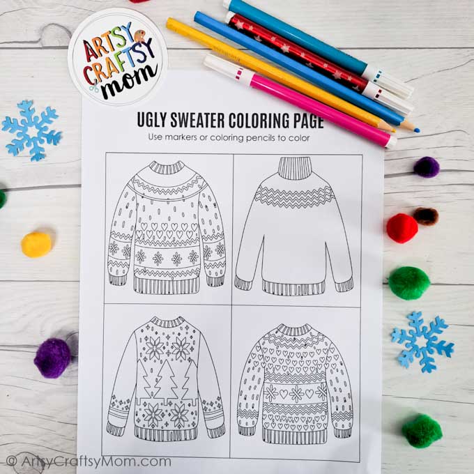 Free printable ugly christmas sweater craft