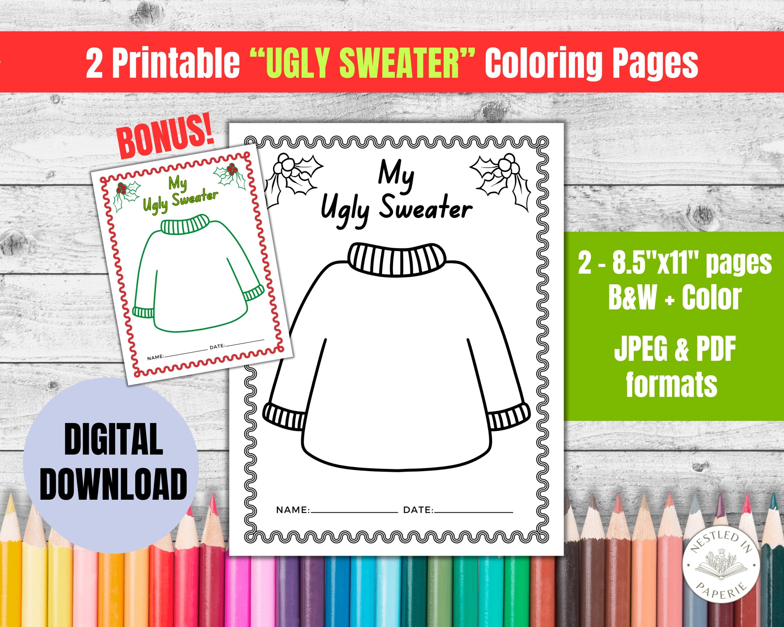 Ugly sweater coloring page printable coloring pages