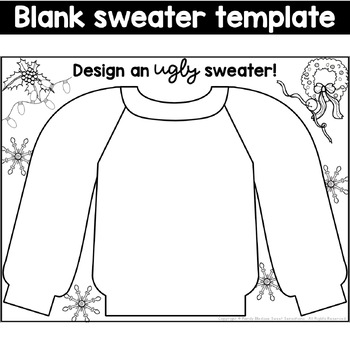 Ugly christmas sweater template coloring and writing ugly sweater template