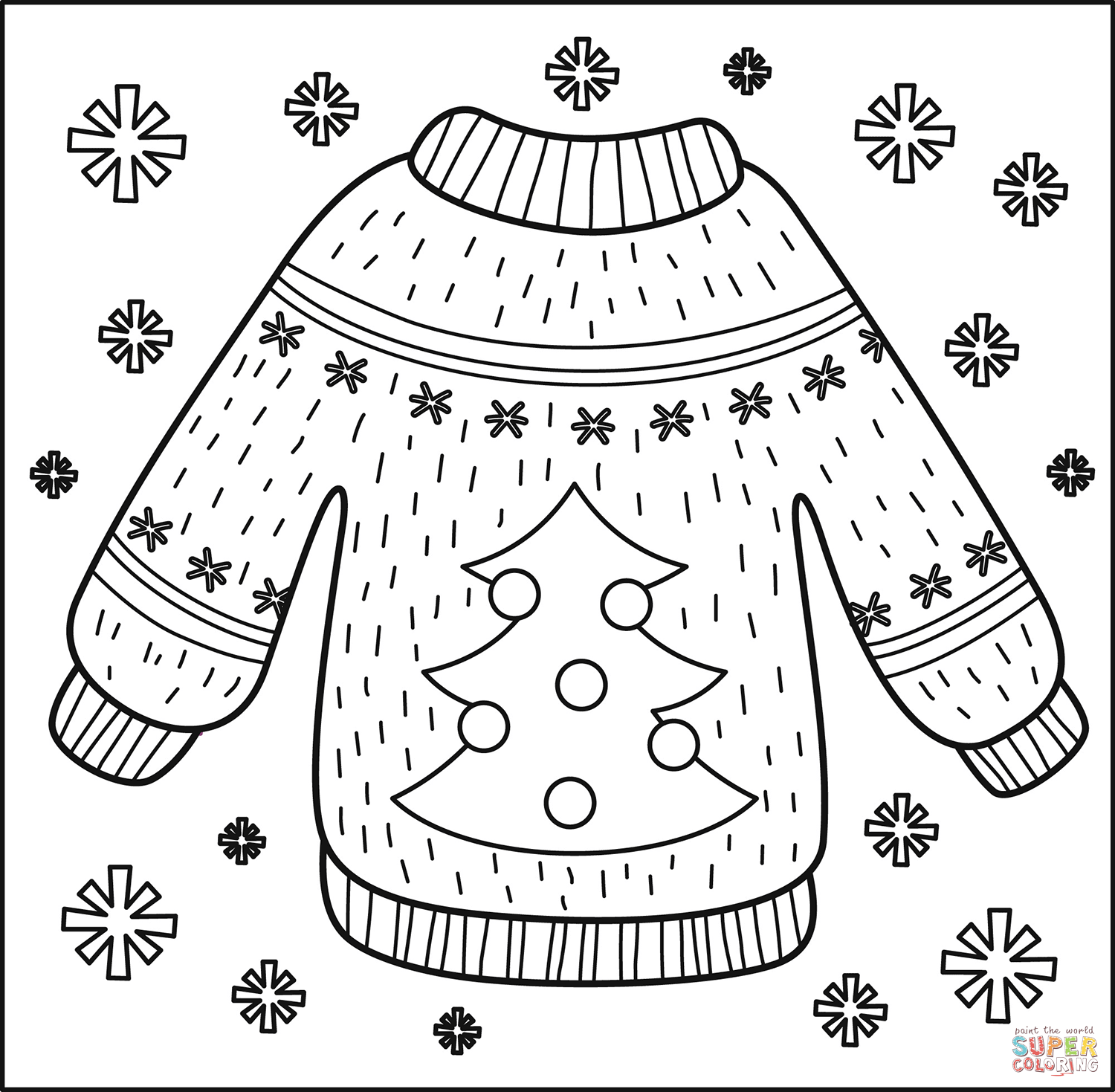 Ugly sweater coloring page free printable coloring pages