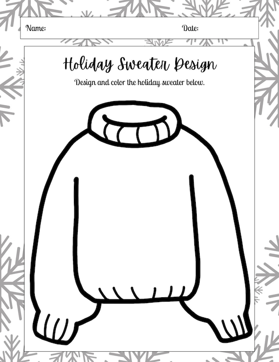 Holiday sweater coloring sheet