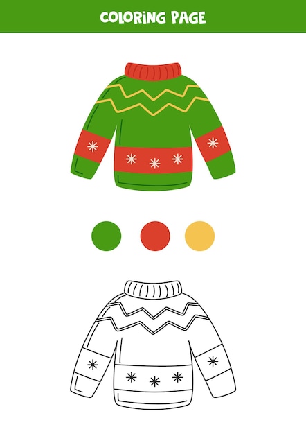Premium vector color ugly christmas sweater worksheet for kids