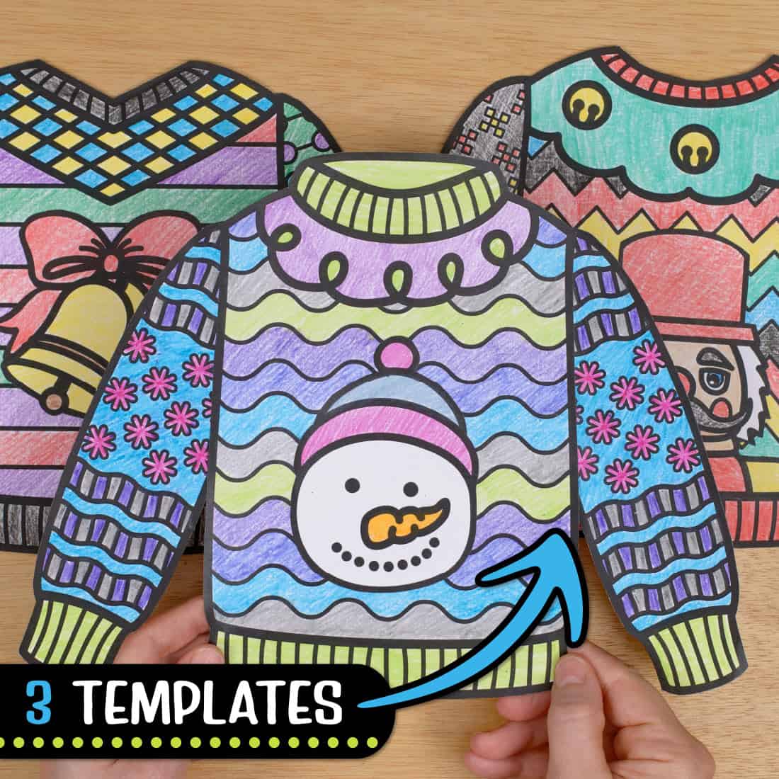 Ugly sweater coloring craft â template writing activities