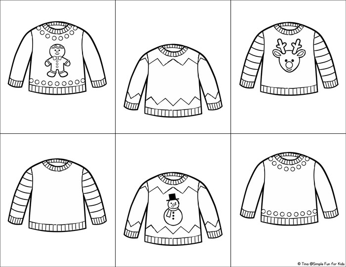 Day christmas sweater matching game for toddlers