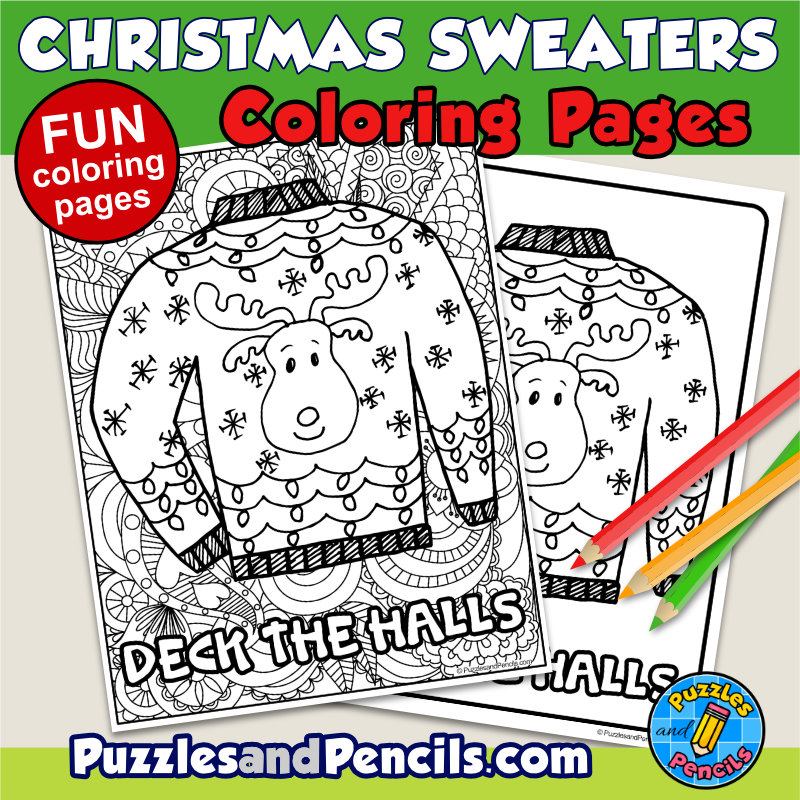 Christmas sweater coloring page activity made by teachers