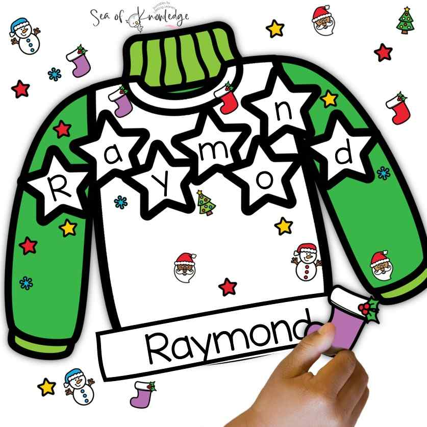 Ugly christmas sweater craft name printable for kids