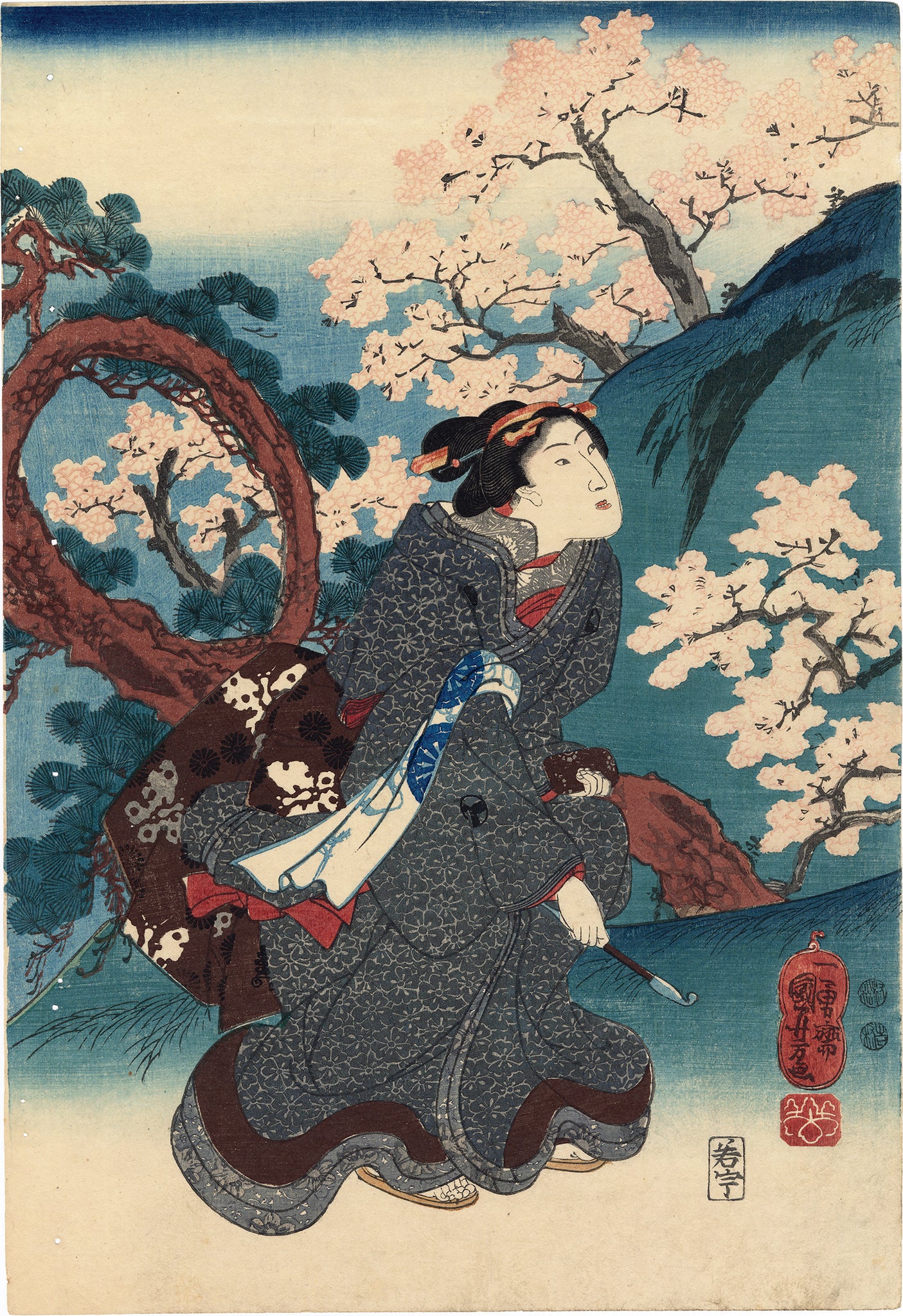 Kuniyoshi beauties and cherry blossom viewing at mount toei â egenolf gallery japanese prints