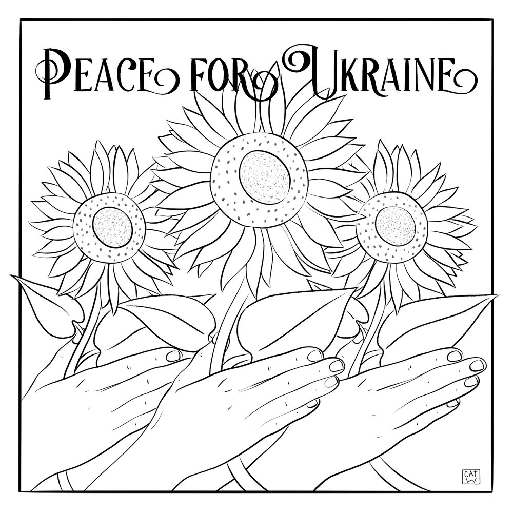 Coloring page peace for ukraine