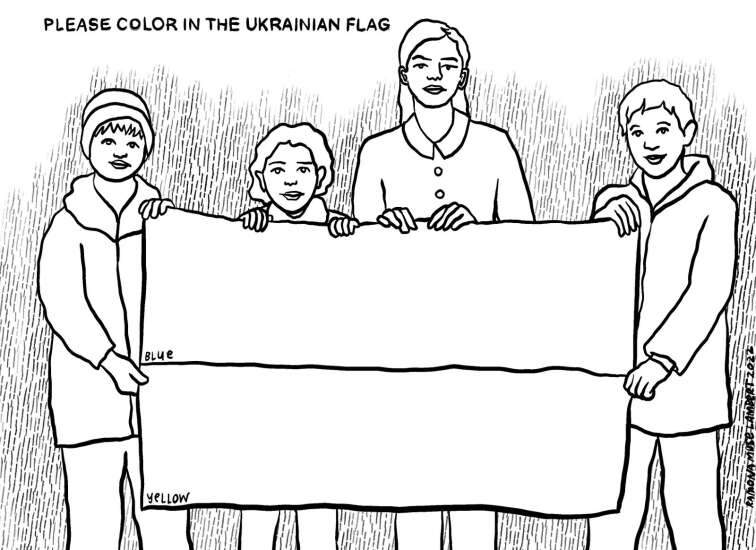 Stand in solidarity ukraine flag coloring page the gazette