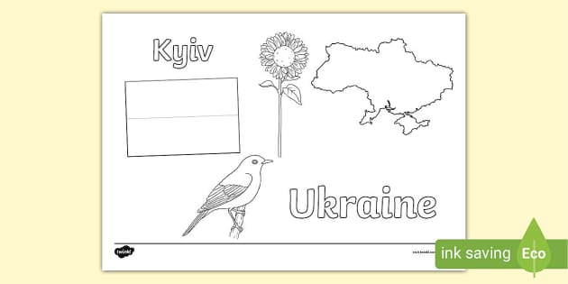 Ukraine colouring page teacher made