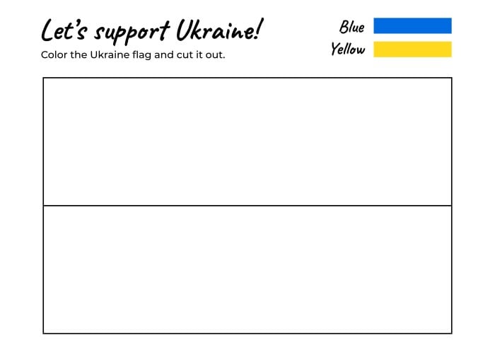 Free ukraine flag worksheet template to edit and color