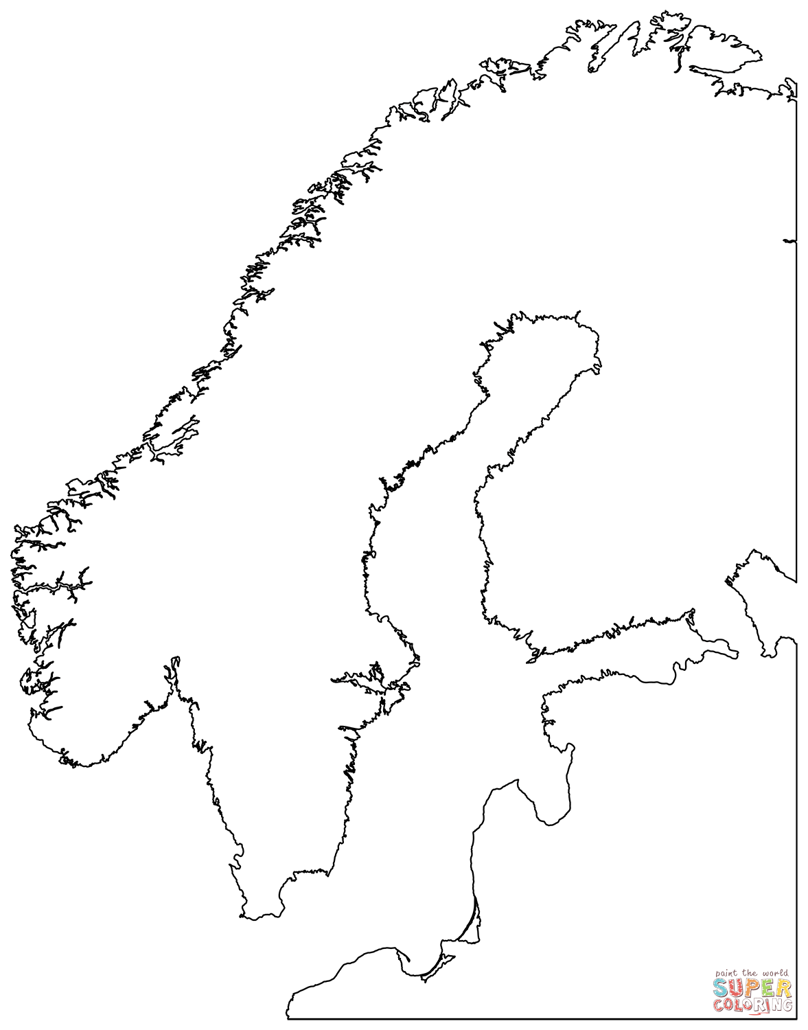 Outline map of scandinavia coloring page free printable coloring pages