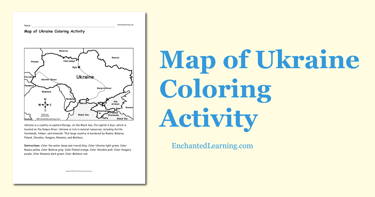 Map of ukraine coloring activity