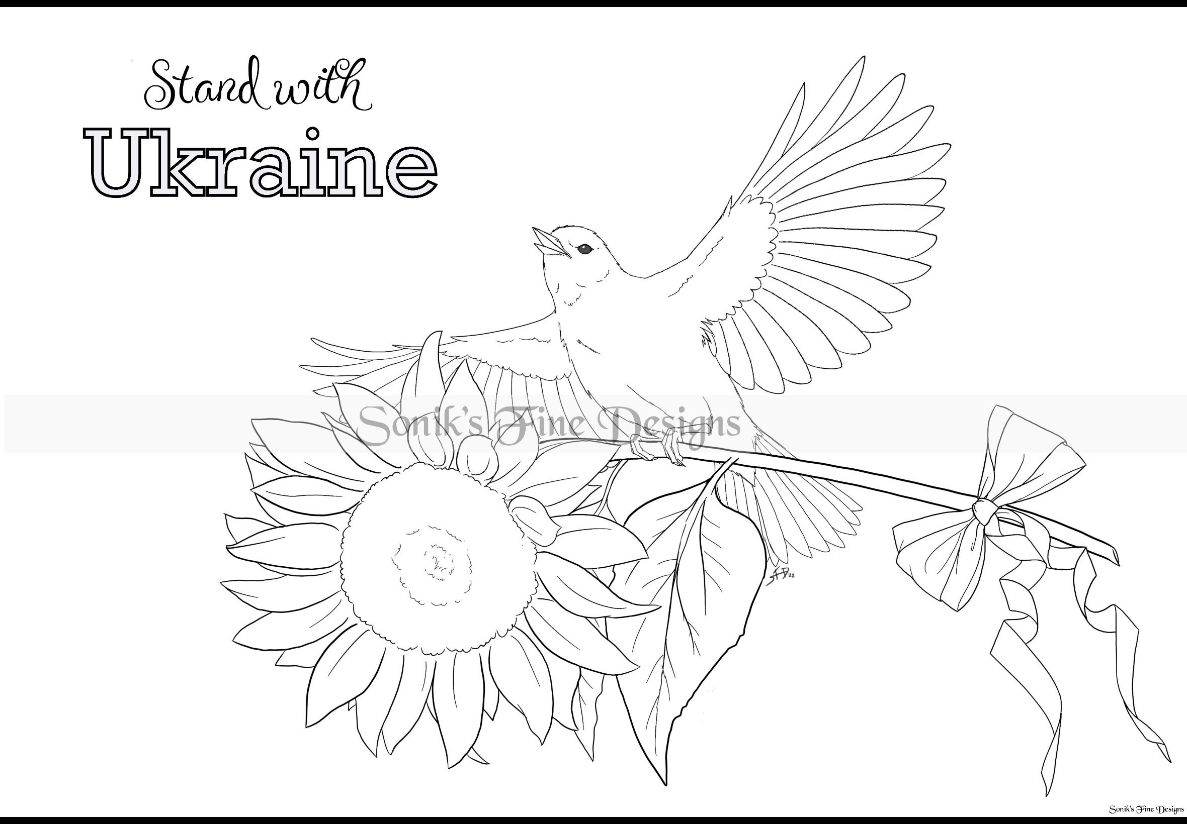 Stand with ukraine an inspirational ukrainian support digital coloring page to download instant download