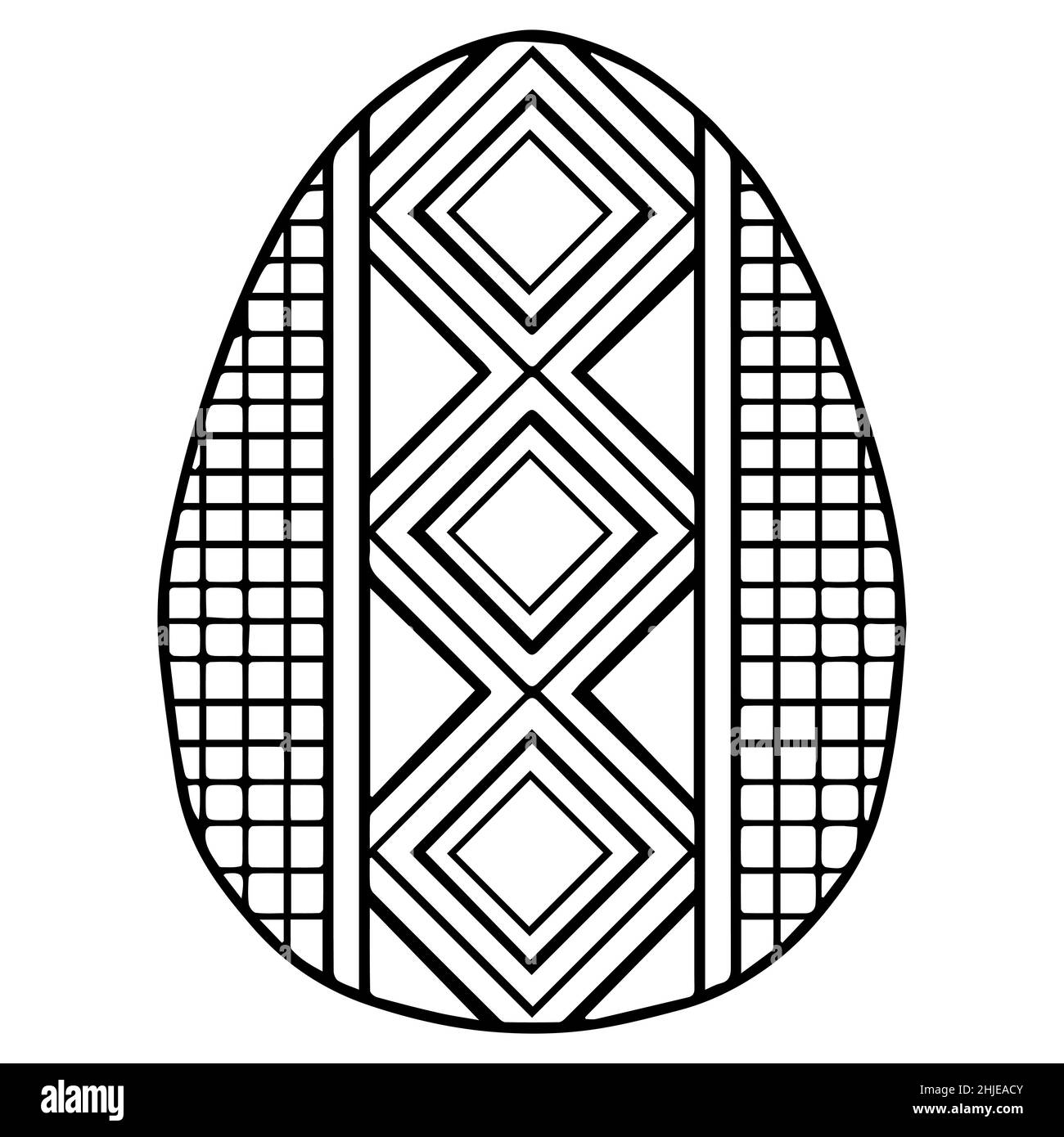 Vector easter egg coloring book for adult coloring black symple geometric pattern on white background stock vector image art