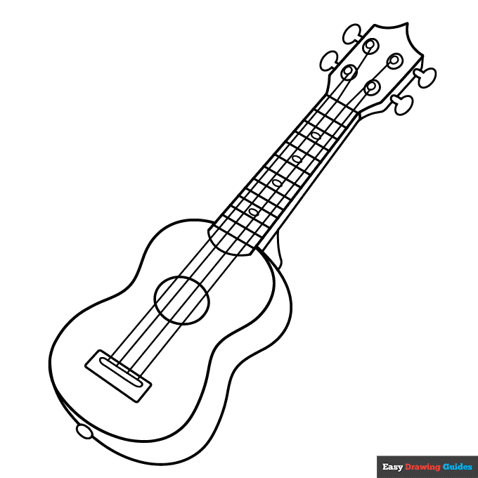 Ukulele coloring page easy drawing guides