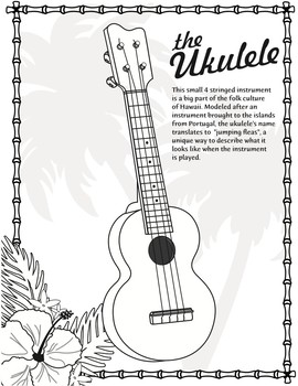 Ukulele coloring page by world music with daria tpt