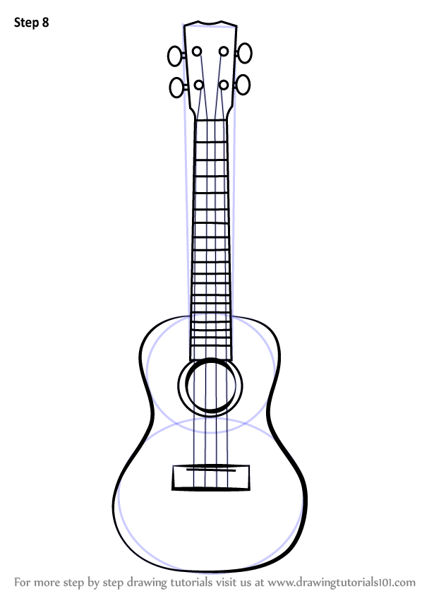 How to draw a ukulele musical instruments step by step