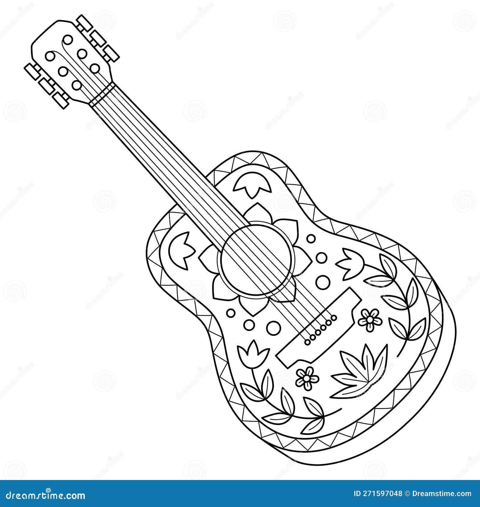 Guitar isolated coloring page for kids stock vector