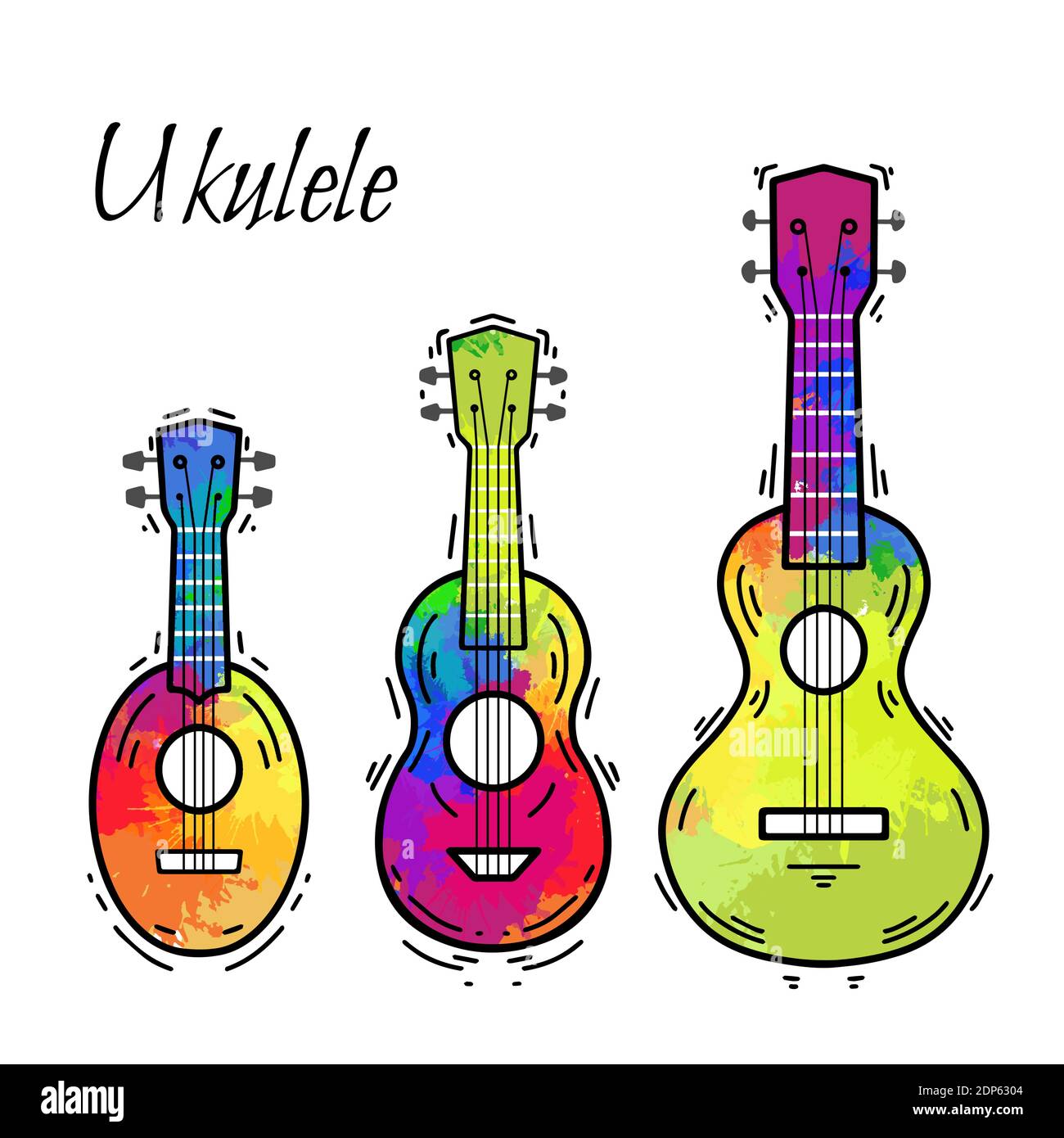 Cartoon ukulele cut out stock images pictures