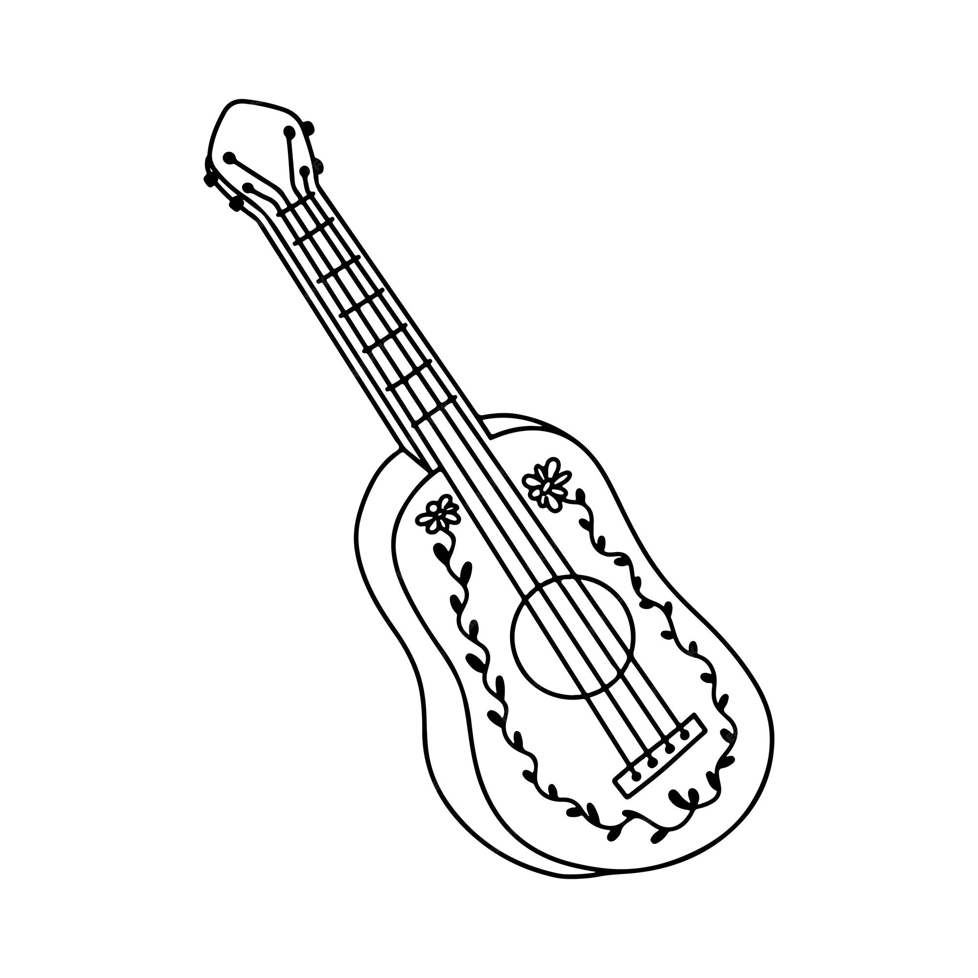 Premium vector mexican guitar in hand drawn doodle style vector illustration isolated on white background