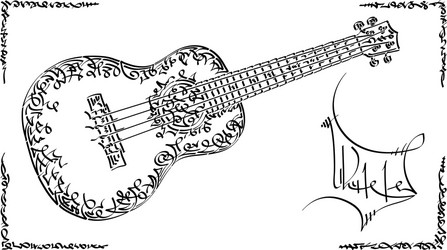 Ukulele sketch vector images over