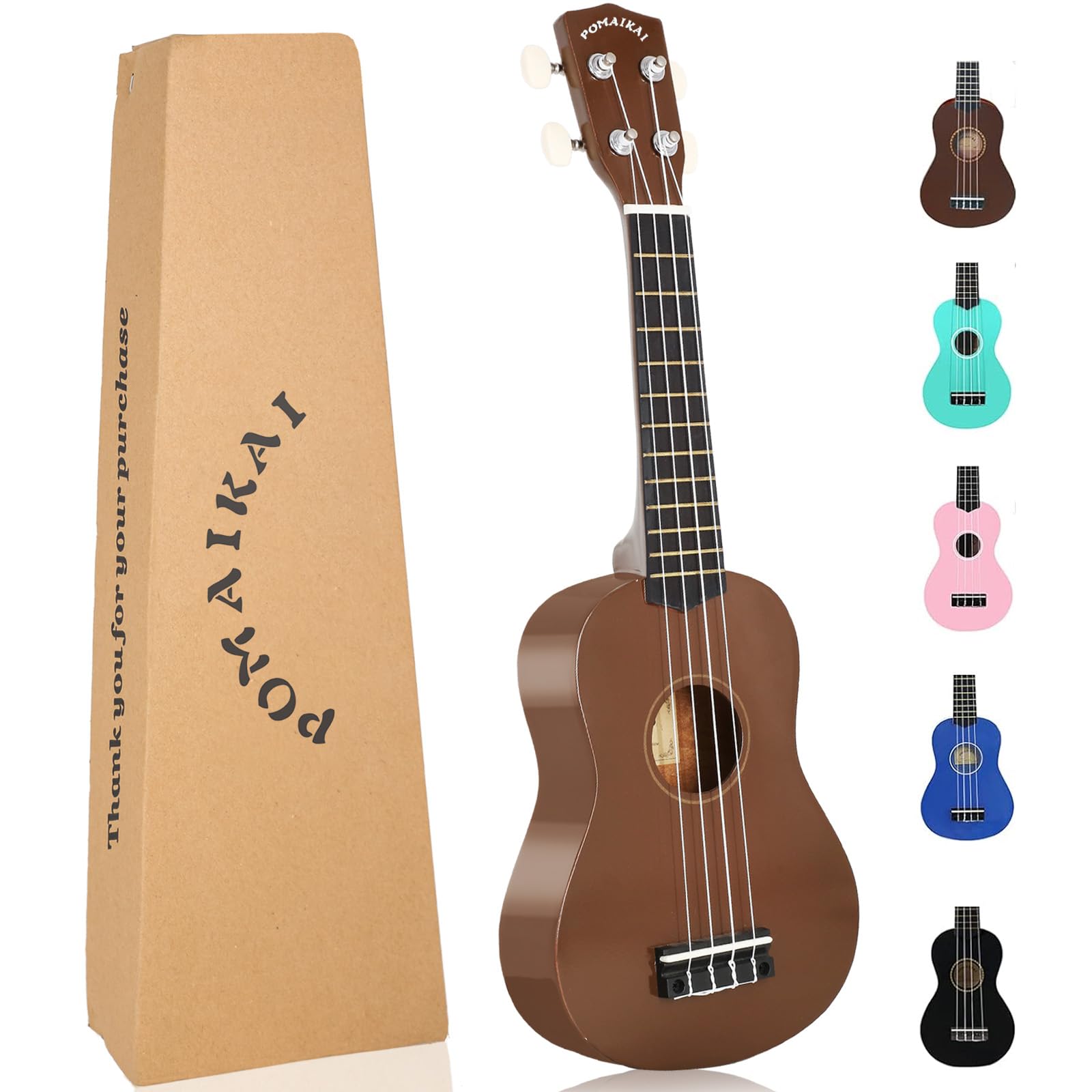 Pomaikai soprano ukulele for beginners guitars inch ukelele instrument for adults wood guitar small hawaiian ukalalee starter brown musical instruments