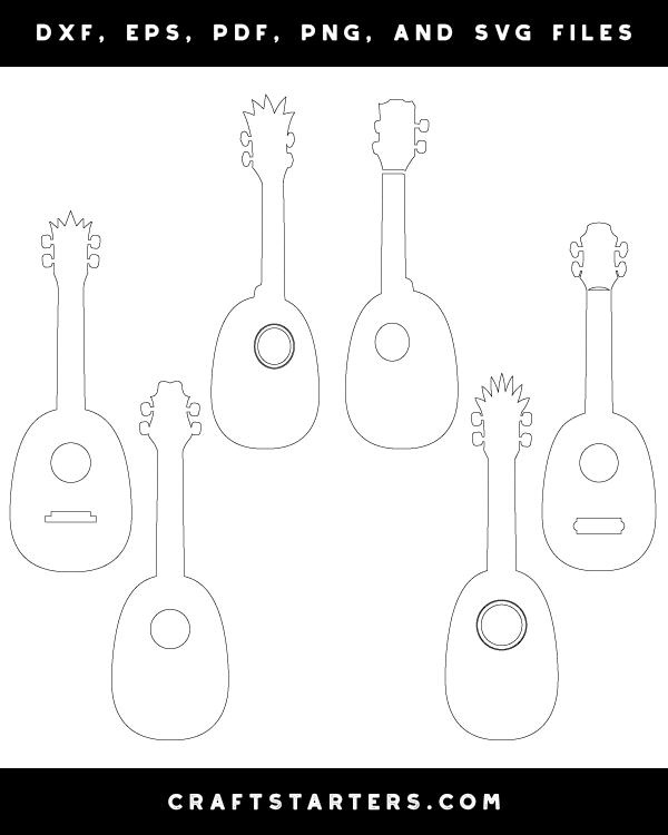 Pineapple ukulele outline patterns dfx eps pdf png and svg cut files
