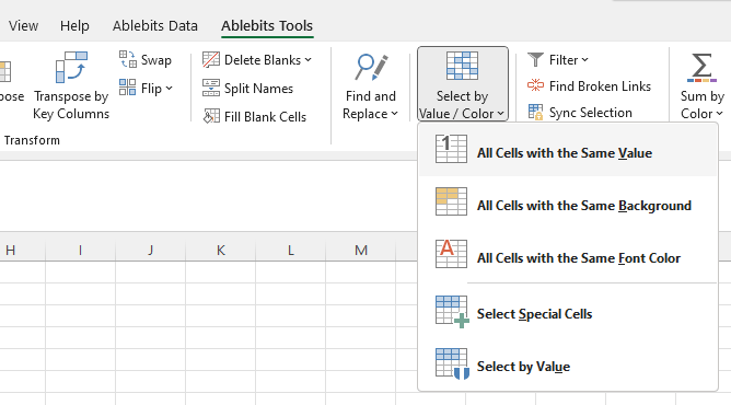 How to select cells by value or color in excel