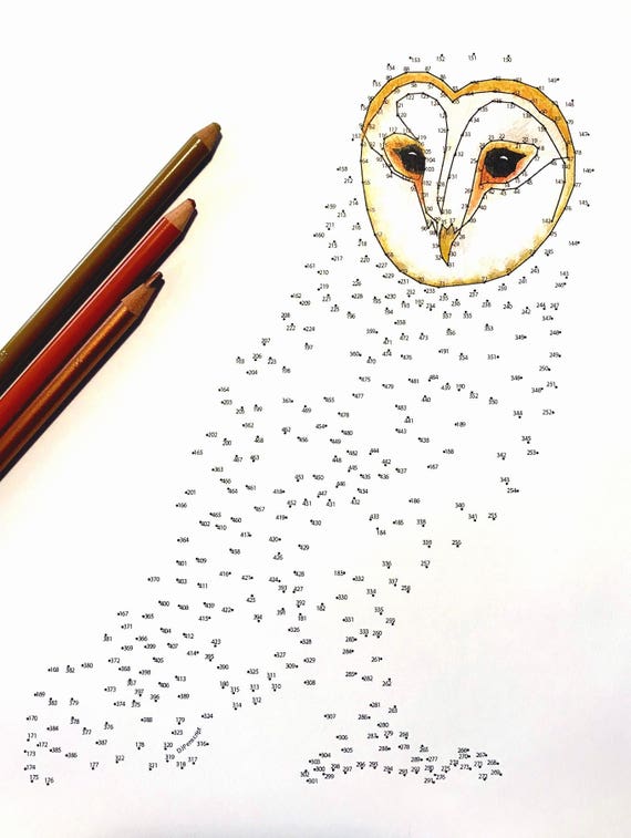 Barn owl extreme dot to dot pdf activity and coloring page