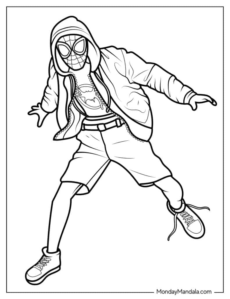 Miles morales coloring pages free pdf printables