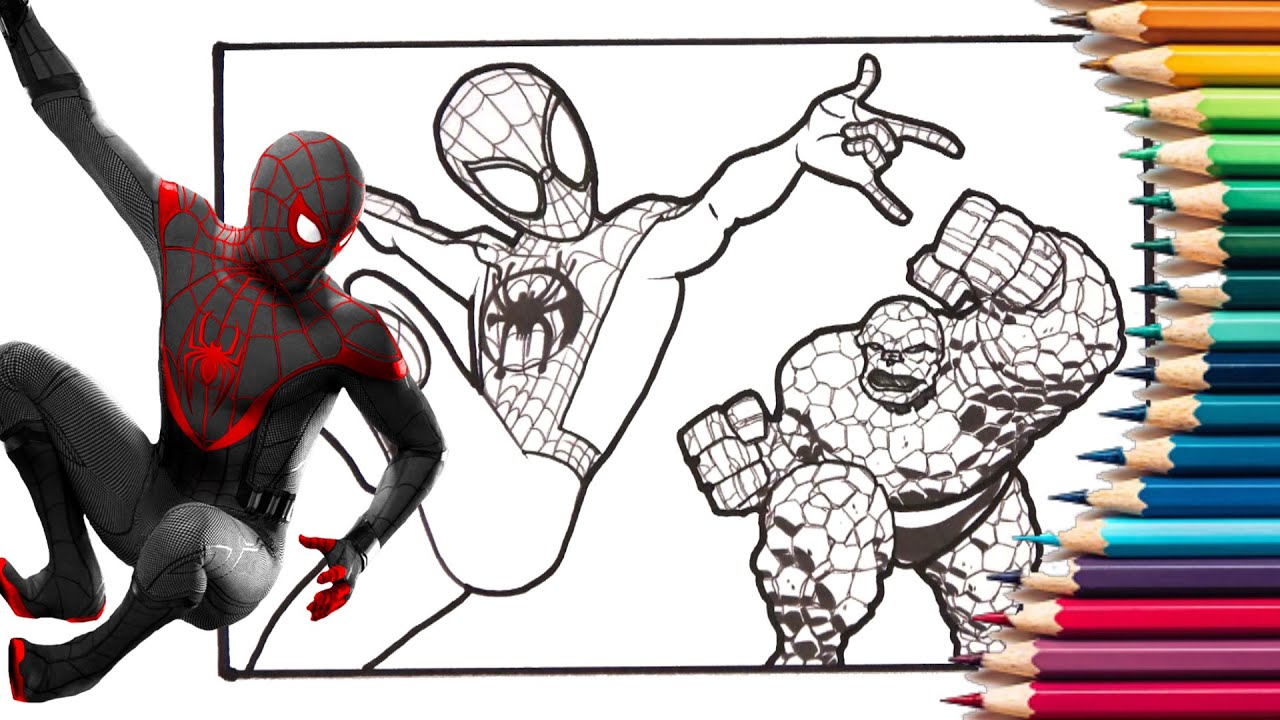 Speed coloringð spider man vs the thing coloring pages ð