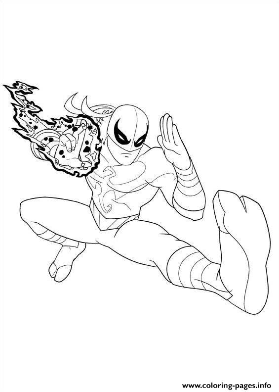 Ultimate spiderman iron fist coloring page printable