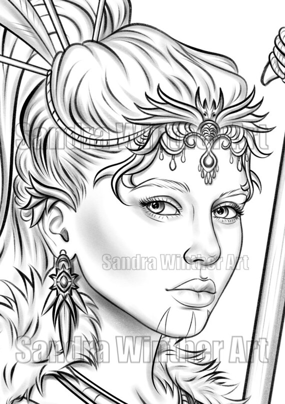 Warrior instant download coloring page