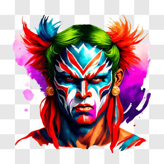 Download colorful face paint and feathers