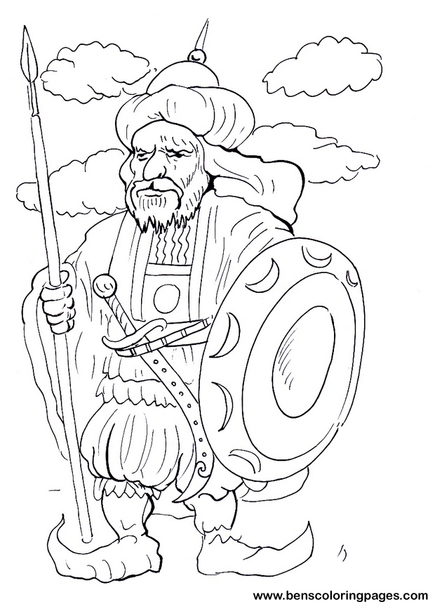 Arab warrior coloring pages for kids