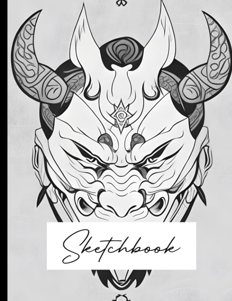 Sketch book centered warrior japanese oni mask coloring book big size x inches pages se india books